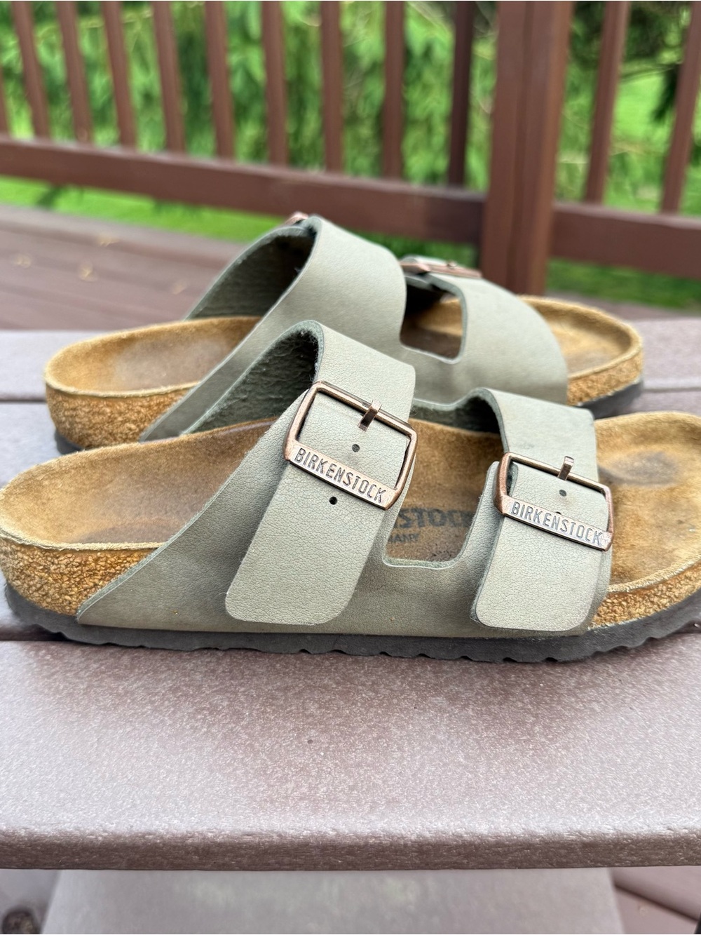 Birkenstock Arizona Double Strap Leather Sandals in Stone Slides Women’s Size 6 - Picture 2 of 5